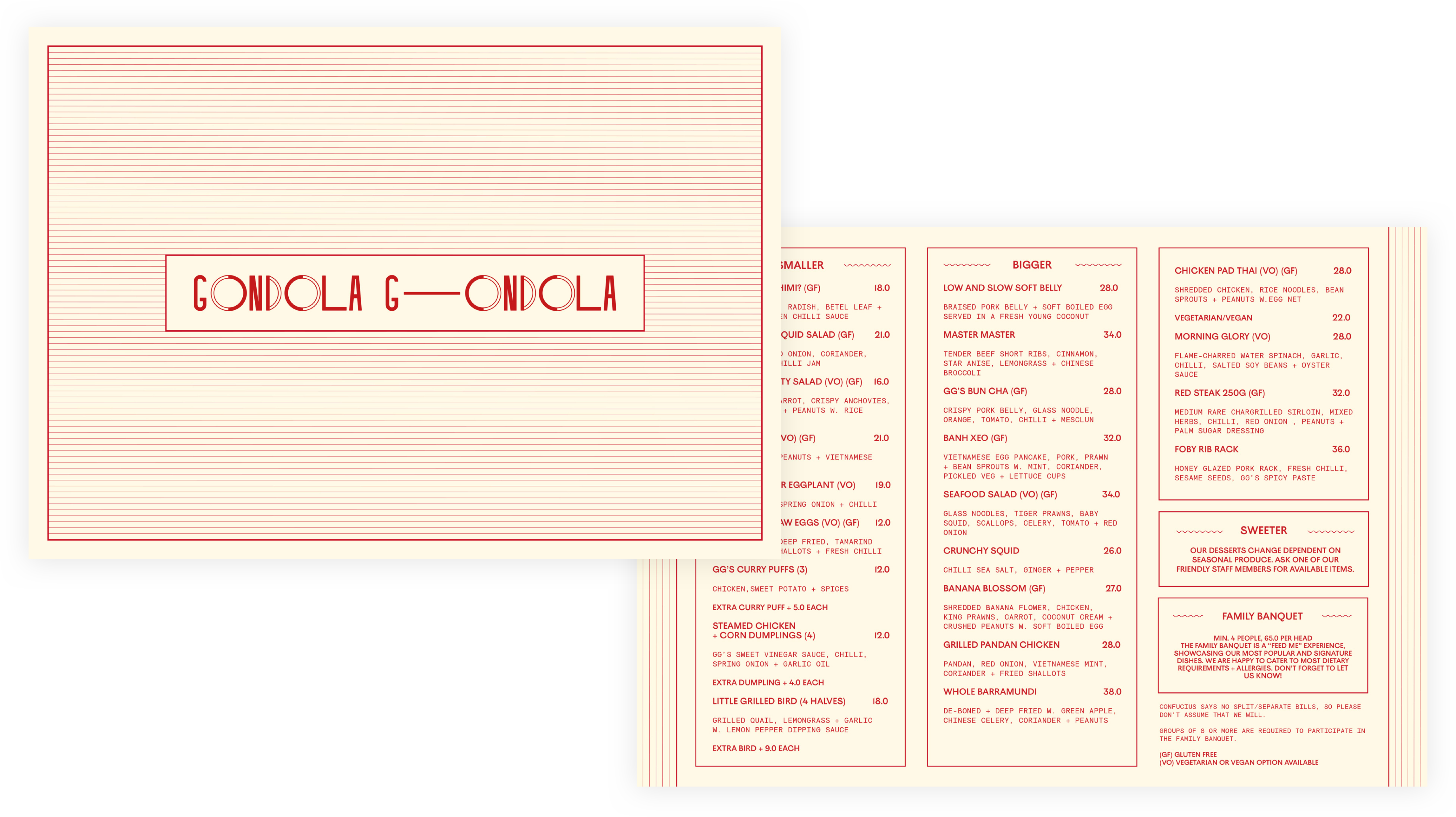 Gondola Gondola Menu